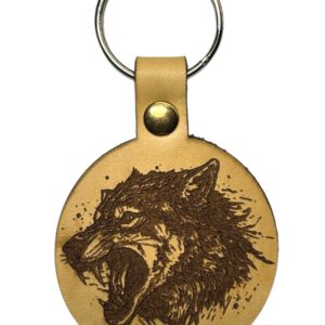 Loup rugissant - Porte-clé cuir
